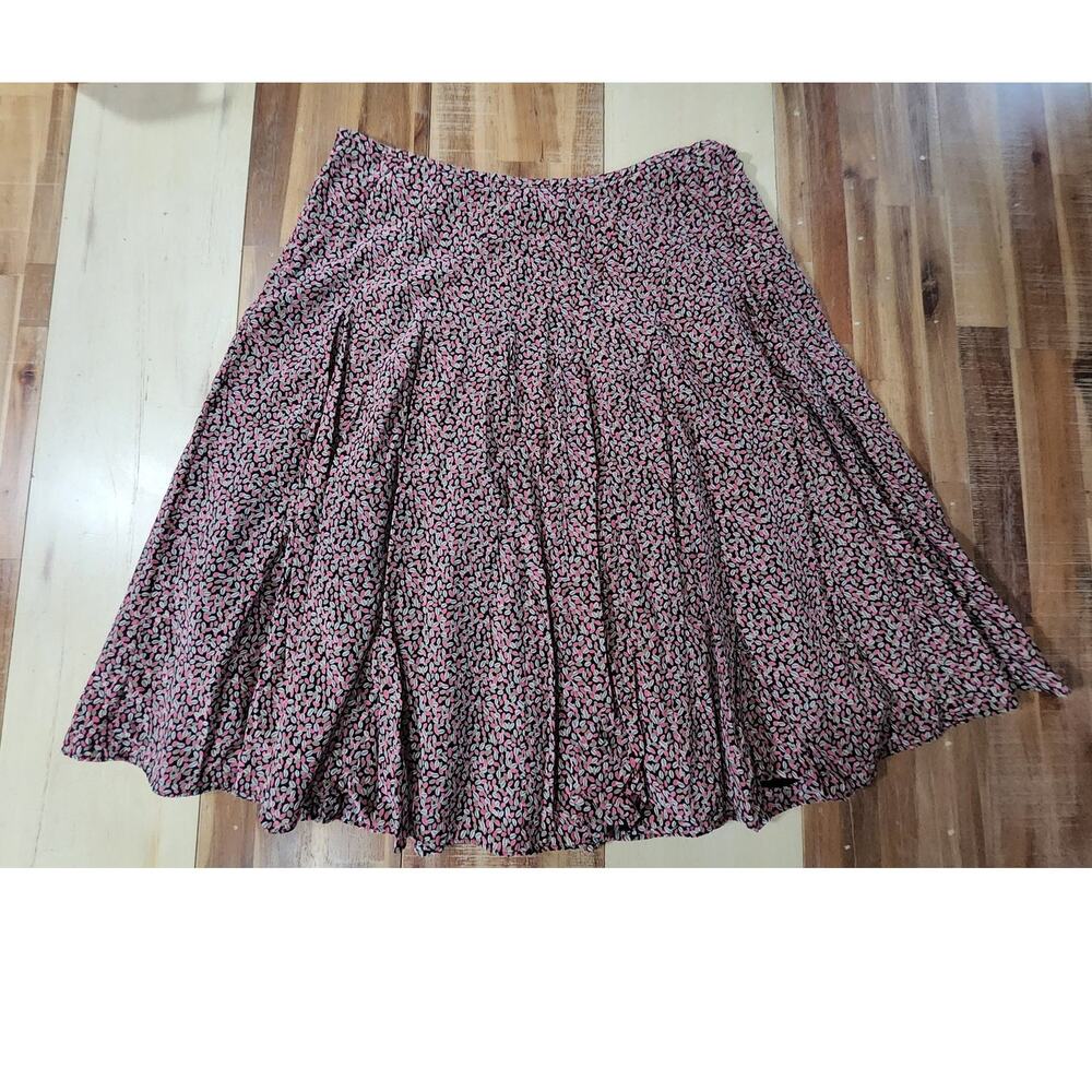 Talbots Pure Silk Floral Skirt 14P Petite A-Line Lined
